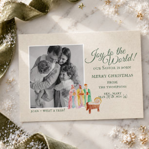 Joy to the World Christian Christmas Photo Holiday Card