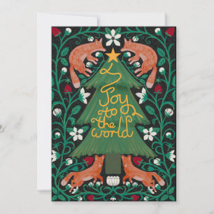 Joy to the World Christmas Cards Fox Botanical