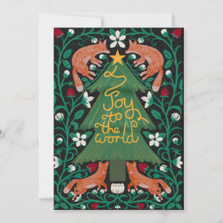 Joy to the World Christmas Cards Fox Botanical