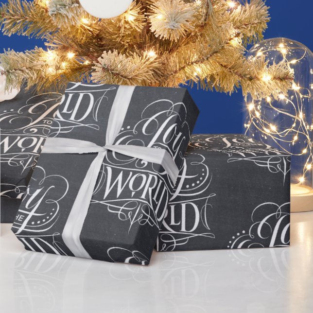 Joy To the World - Christmas Chalkboard Chalk Wrapping Paper (Holidays)