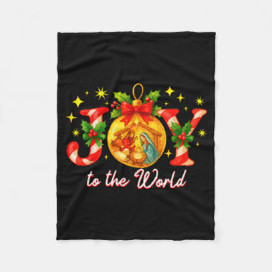 Joy To The World Christmas Christian Nativity Fleece Blanket