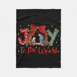 Joy To The World Christmas Christian Nativity Scen Fleece Blanket