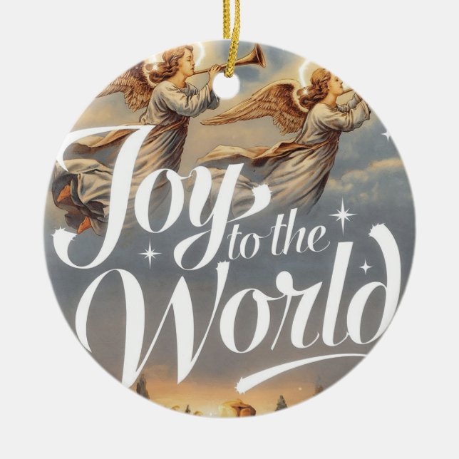Joy to the World Christmas Design  Ceramic Ornament (Front)