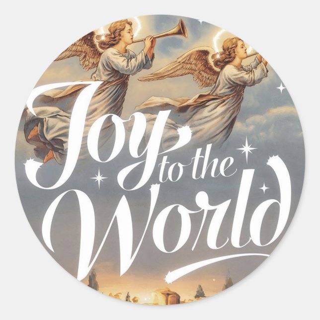 Joy to the World Christmas Design  Classic Round Sticker (Front)