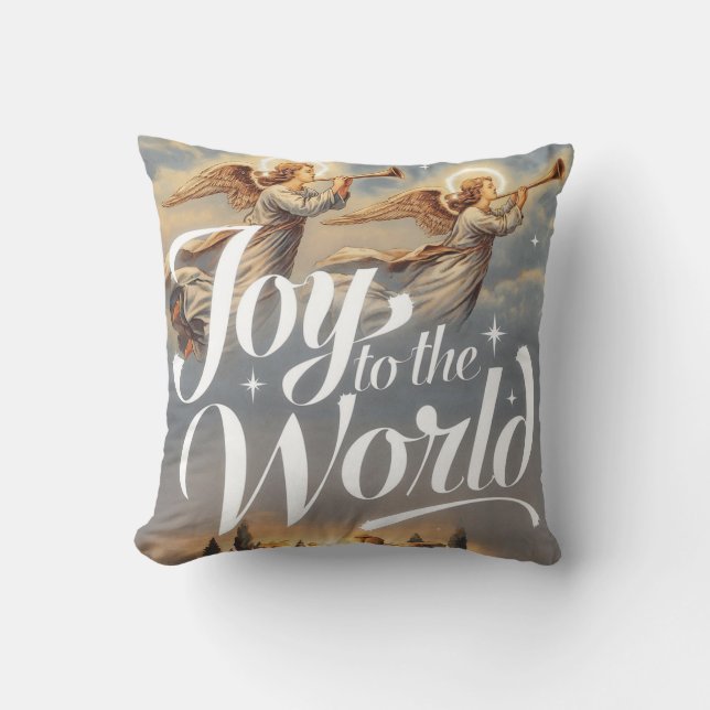 Joy to the World Christmas Design  Cushion (Front)