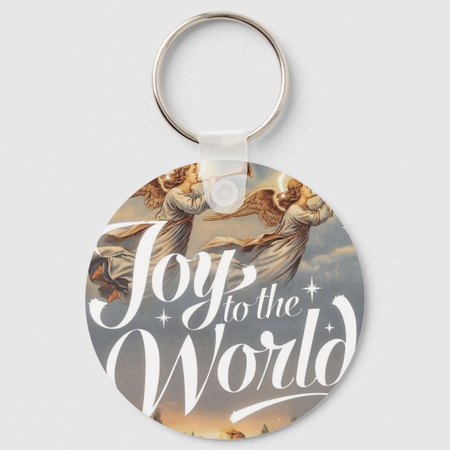 Joy to the World Christmas Design  Key Ring (Front)