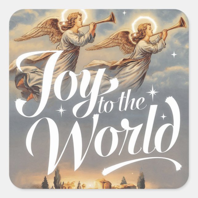 Joy to the World Christmas Design  Square Sticker (Front)