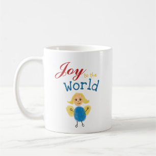 Joy to the World. Christmas Fingerprint Angel Art Coffee Mug