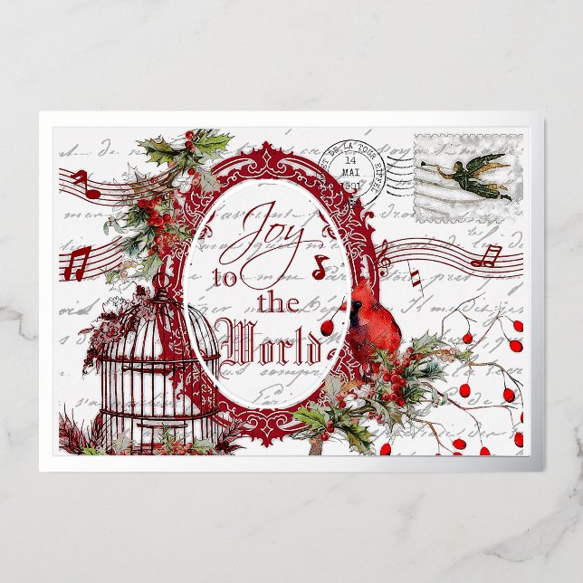 Joy to the world Christmas Foil Holiday Card (Front)