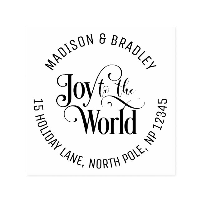 Joy To The World Christmas Holidays Gold Script Self-inking Stamp (Design)