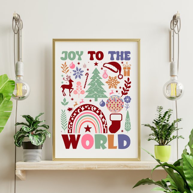 Joy To The World Christmas Modern Icons Typography Poster (Creator Uploaded)