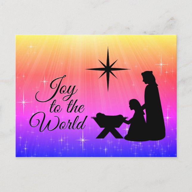 Joy to the World, Christmas Nativity Holiday Postcard (Front)