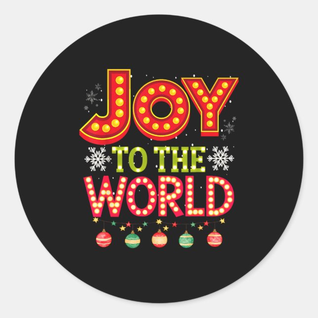 Joy To The World Christmas Pajamas For Kids, Women Classic Round Sticker (Front)