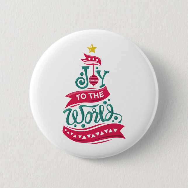Joy to the World Christmas Quote Typography 6 Cm Round Badge (Front)