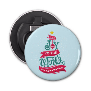 Joy to the World Christmas Quote Typography Bottle Opener