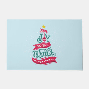 Joy to the World Christmas Quote Typography Doormat