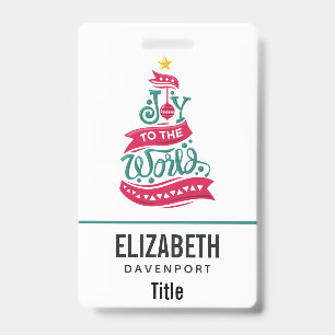 Joy to the World Christmas Quote Typography ID Badge