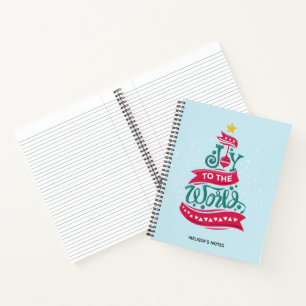 Joy to the World Christmas Quote Typography Notebook