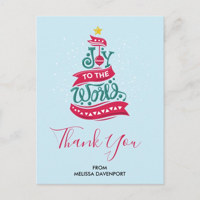 Joy to the World Christmas Quote Typography Postcard (Front)