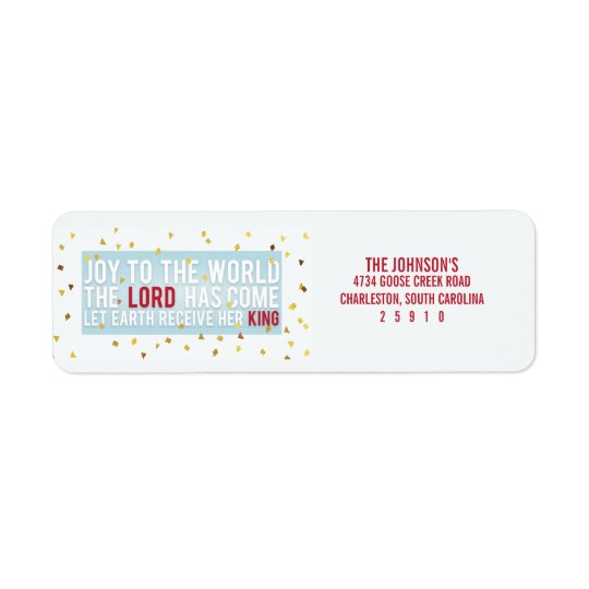 Joy to the World Christmas Return Address Label