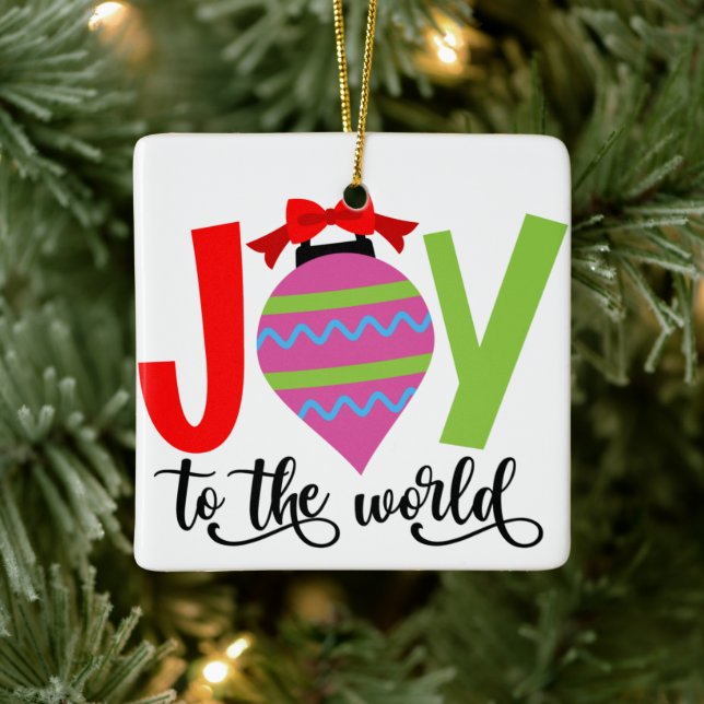 Joy to the World Christmas Song Ceramic Ornament (Tree)