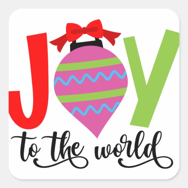 Joy to the World Christmas Song Square Sticker (Front)