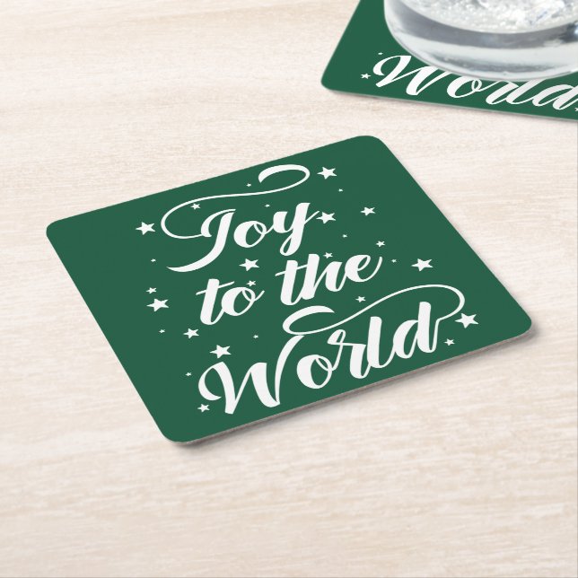 joy to the world Christmas Square Paper Coaster (Angled)