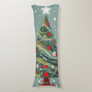Joy to the world Christmas tree Body Cushion