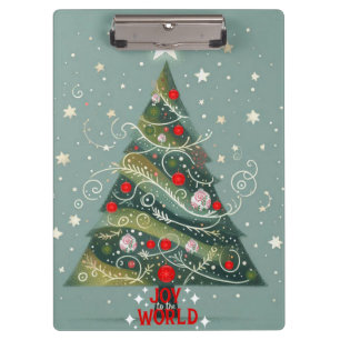 Joy to the world Christmas tree Clipboard