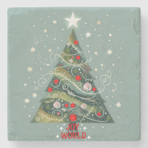 Joy to the world Christmas tree Stone Coaster