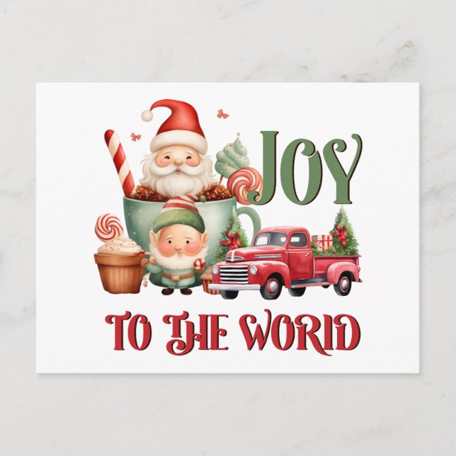 Joy To The World Christmas Truck Holiday Postcard (Front)