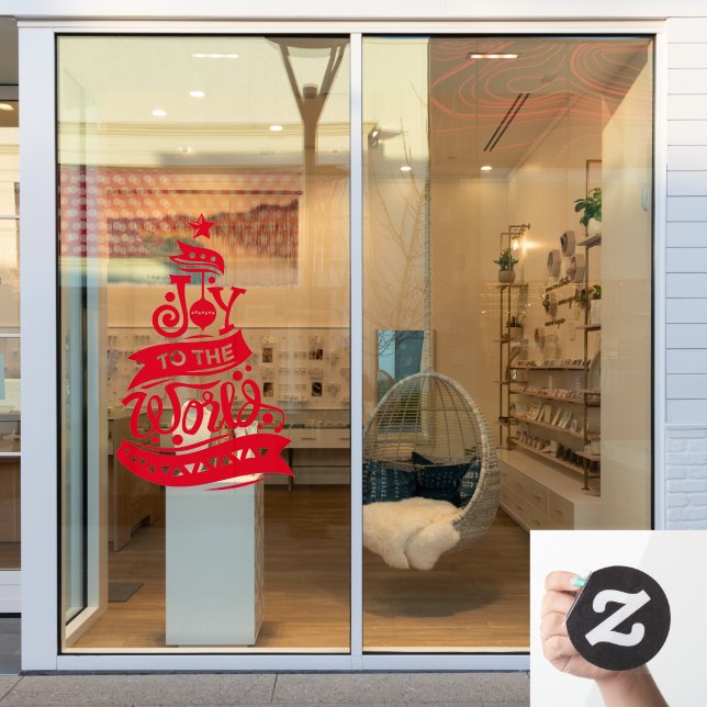 Joy to the world Christmas typography red (Store Window)