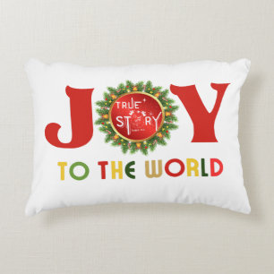 Joy to the World Christmas Wreath Decorative Cushion
