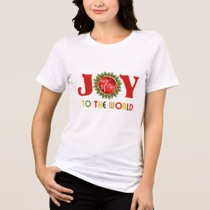 Joy to the World Christmas Wreath Tri-Blend Shirt