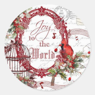 Joy to the world classic round sticker