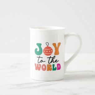 Joy To The World Colourful Christmas Typography Bone China Mug
