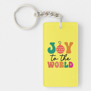 Joy To The World Colourful Christmas Typography Key Ring