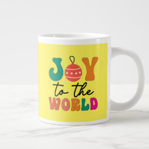Joy To The World Colourful Christmas Typography Large Coffee Mug
