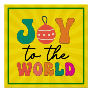 Joy To The World Colourful Christmas Typography Poster