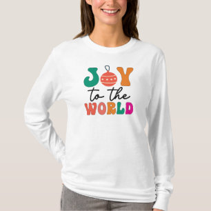Joy To The World Colourful Christmas Typography T-Shirt