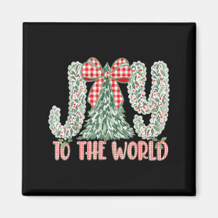 Joy To The World Coquette Bow Christmas Nativity C Magnet