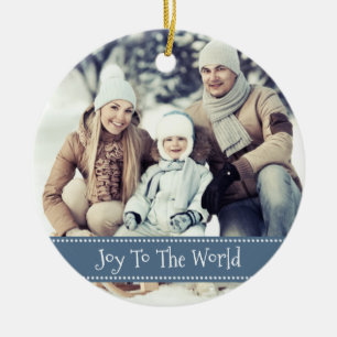 JOY To The World Custom Keepsake Photo Christmas Ceramic Tree Decoration