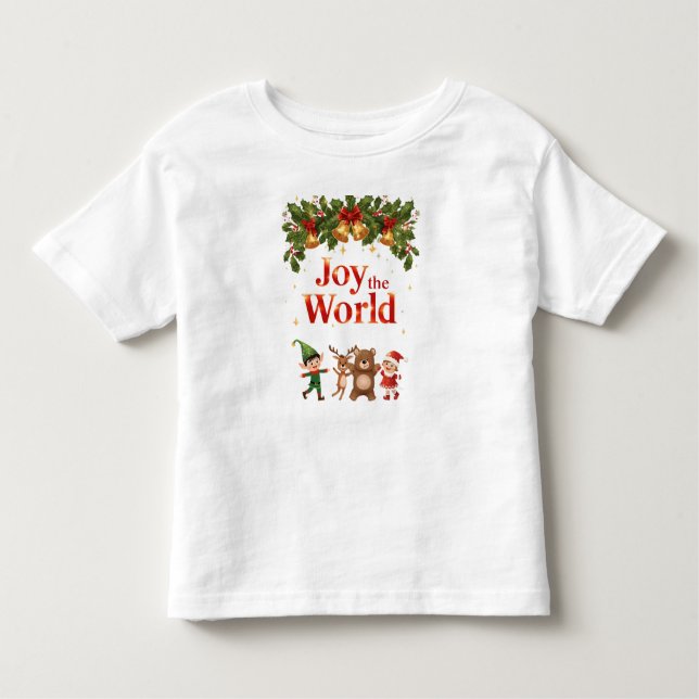 Joy to the World Cute Kids Christmas T-Shirt (Front)