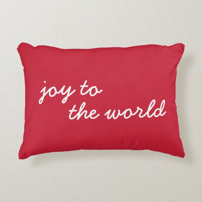 Joy To The World | Cute Minimalist Christmas Red Decorative Cushion (Front)