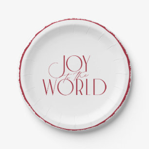 Joy to the World deckle-edged circle Christmas Paper Plate