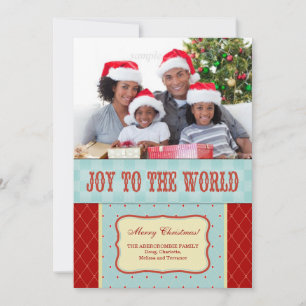 Joy to the World Family Photo Christmas Holiday Card