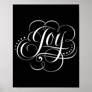 Joy To The World Fancy Swirly Elegant Christmas Poster