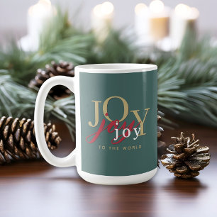 Joy to the World Festive Typography Holiday Coffee Mug