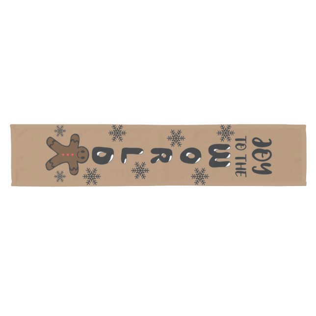 Joy To The World Gingerbread Man Short Table Runner (Horizontal)