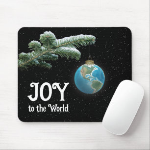 Joy to the World Globe Ornament With Stars Mouse Pad